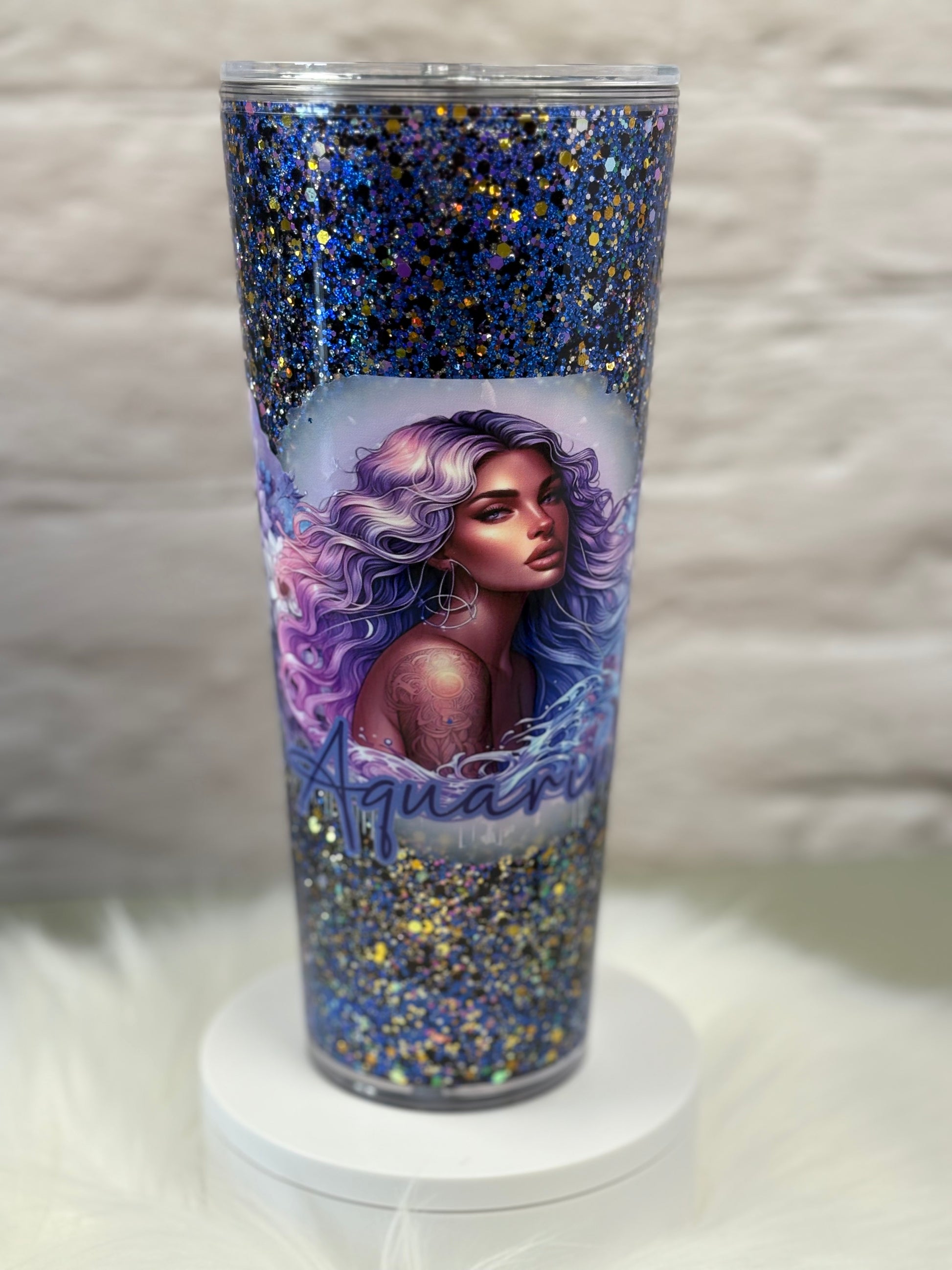 24oz Acrylic Snow Globe Aquarius Suspended Flow