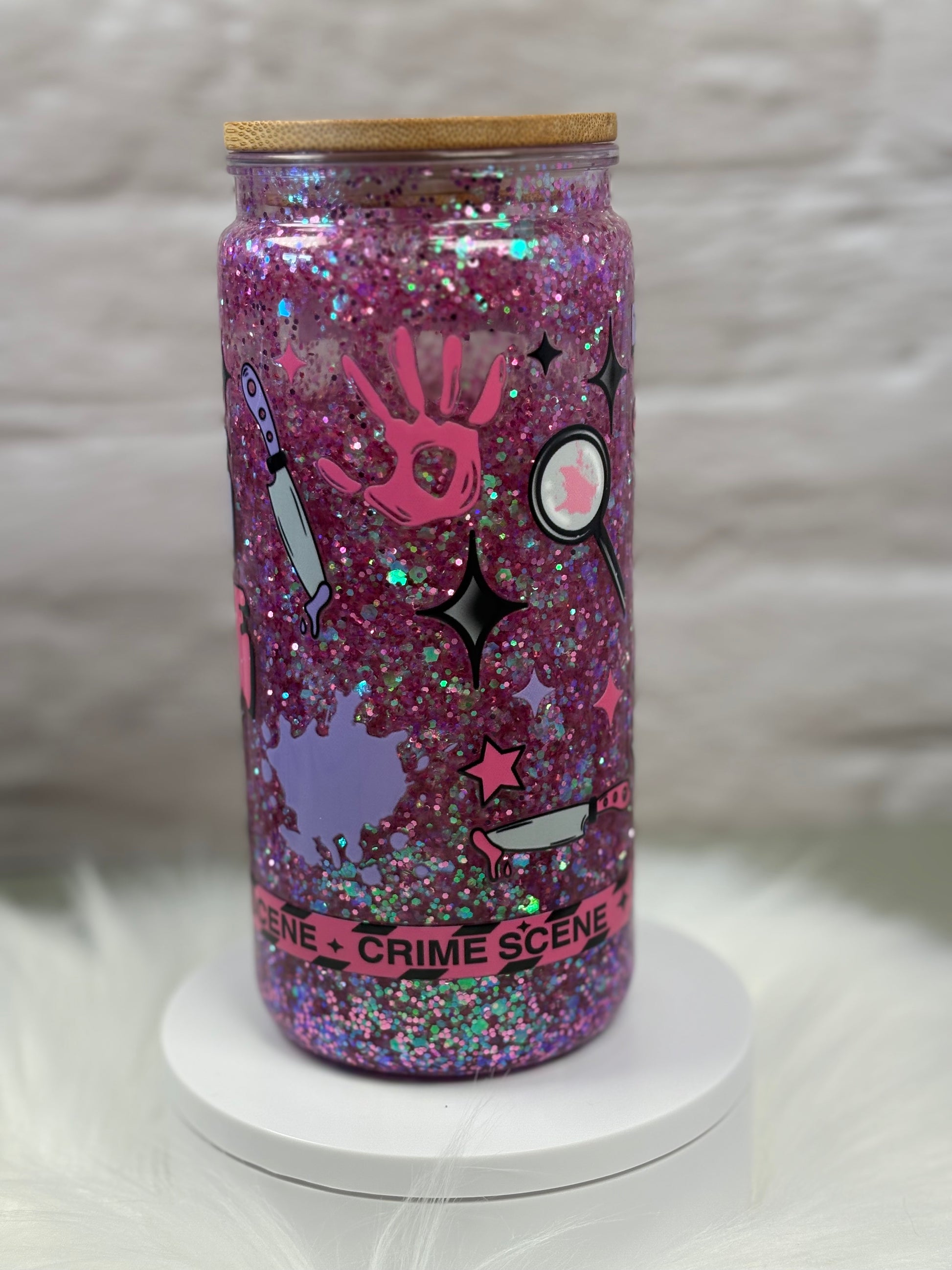 16oz Acrylic Snow Globe w/ Bamboo Lid Fast Flow