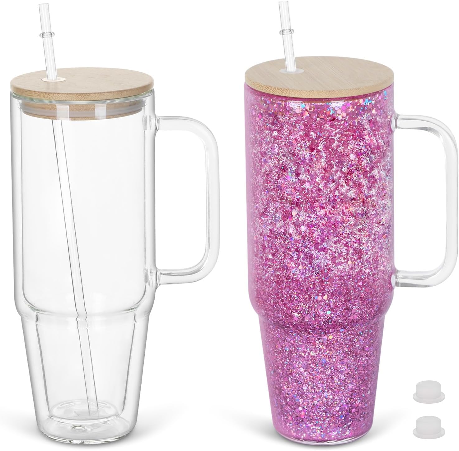 40oz Glass Snowglobe Tumbler w/ Handle