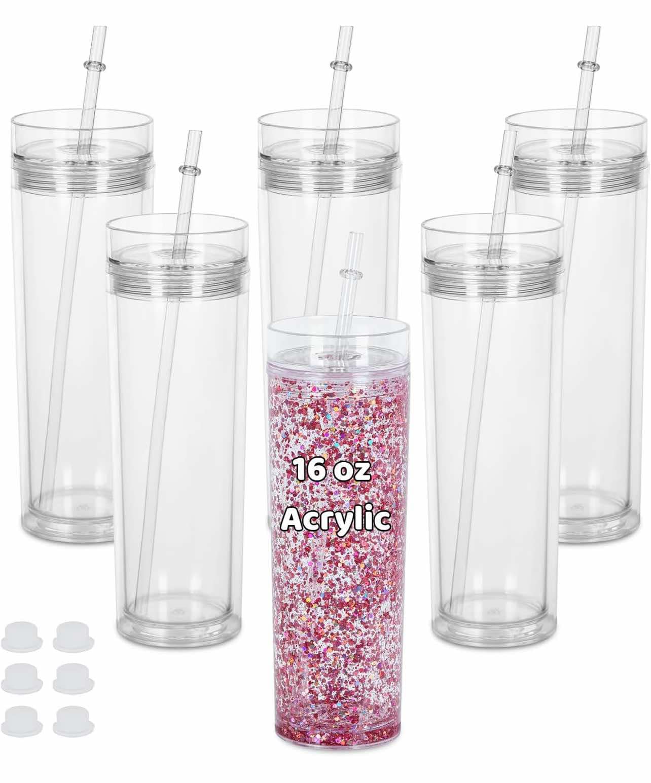 18oz Skinny Acrylic Snowglobe Tumbler