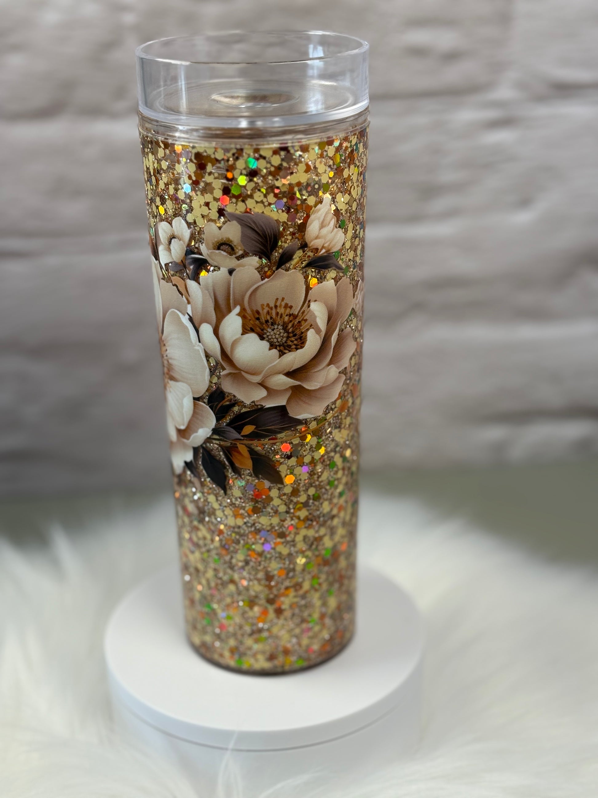 18oz Skinny Acrylic Snow Globe Suspended Flow