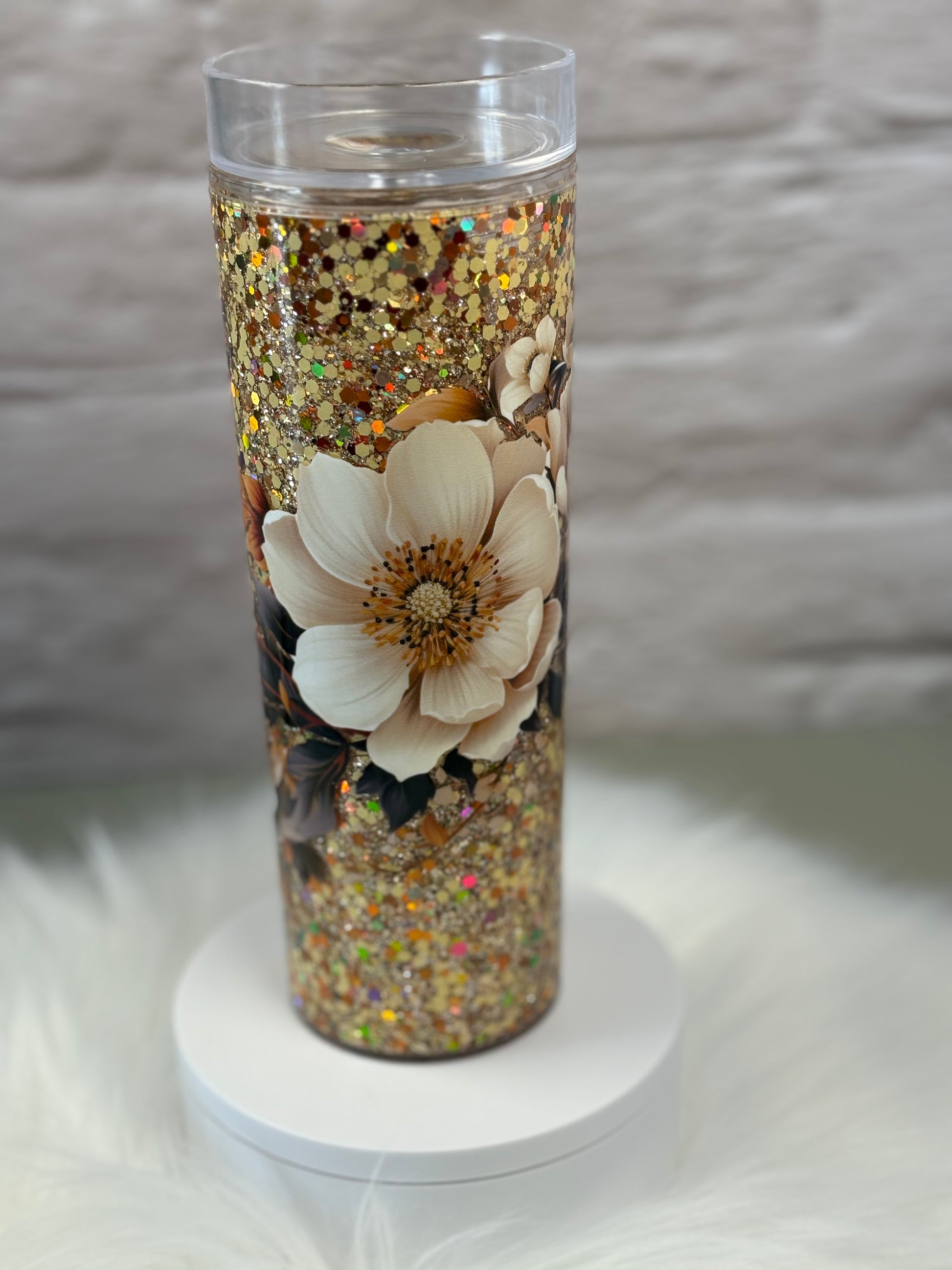 18oz Skinny Acrylic Snow Globe Suspended Flow