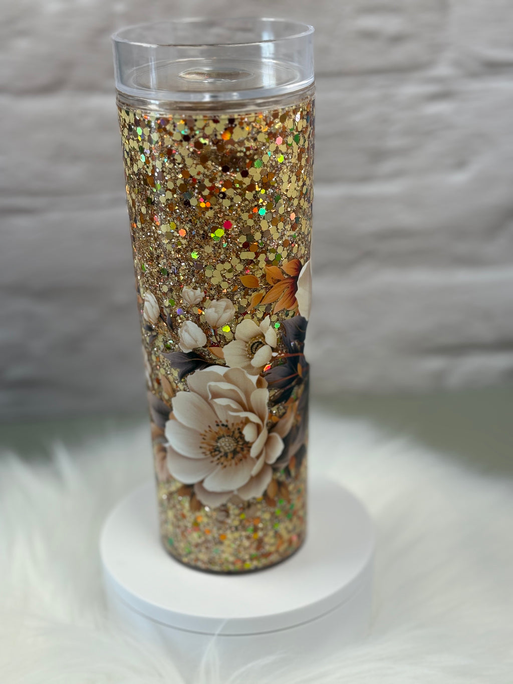 18oz Skinny Acrylic Snow Globe Suspended Flow