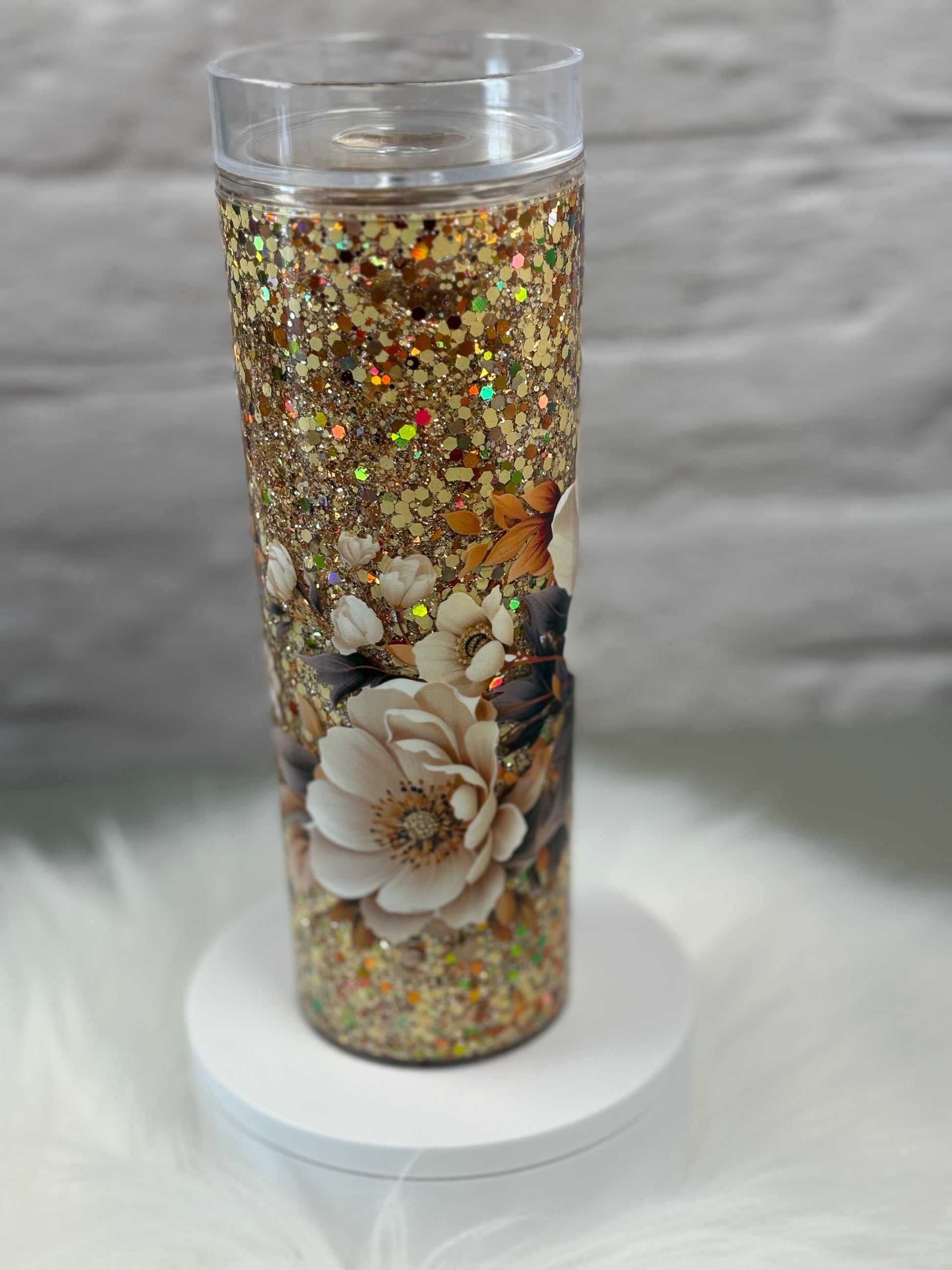 18oz Skinny Acrylic Snow Globe Suspended Flow