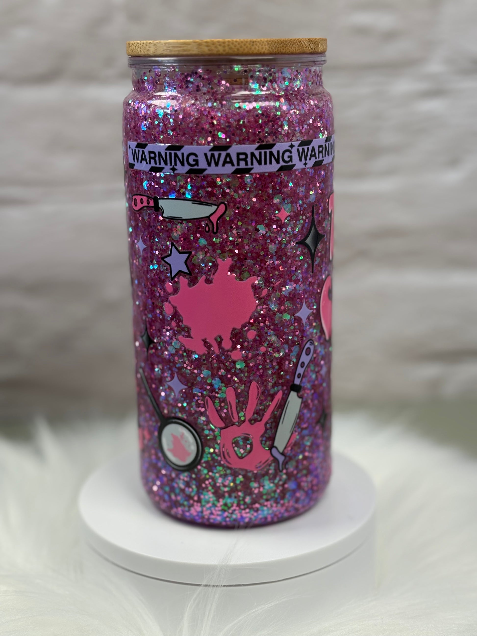 16oz Acrylic Snow Globe w/ Bamboo Lid Fast Flow