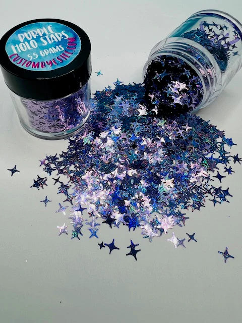 Purple Holographic Galaxy Stars