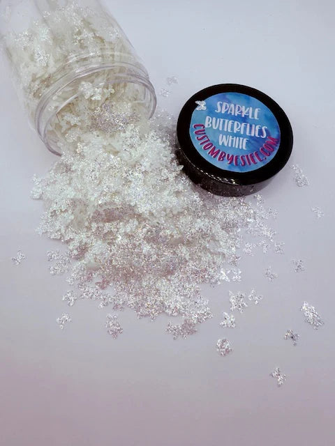 White Sparkles Butterflies