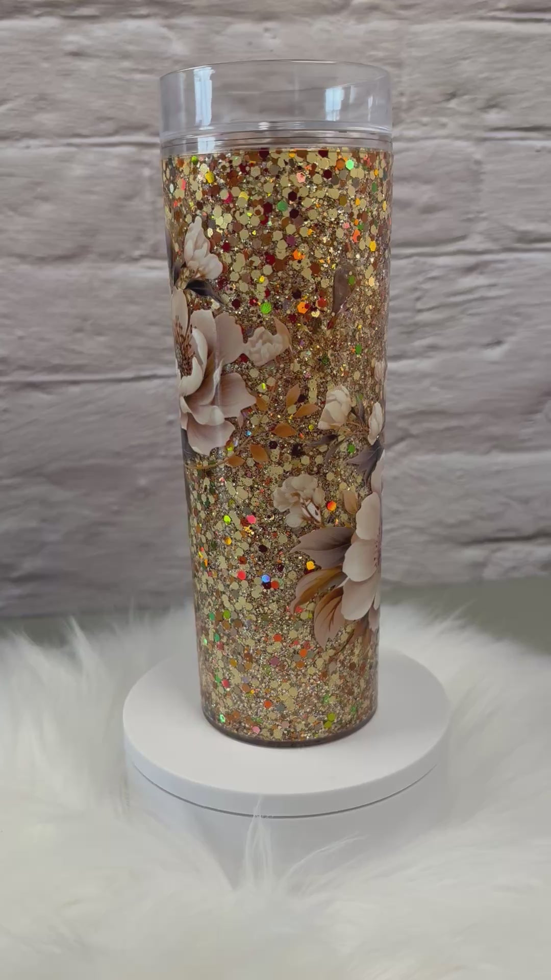 18oz Skinny Acrylic Snow Globe Suspended Flow